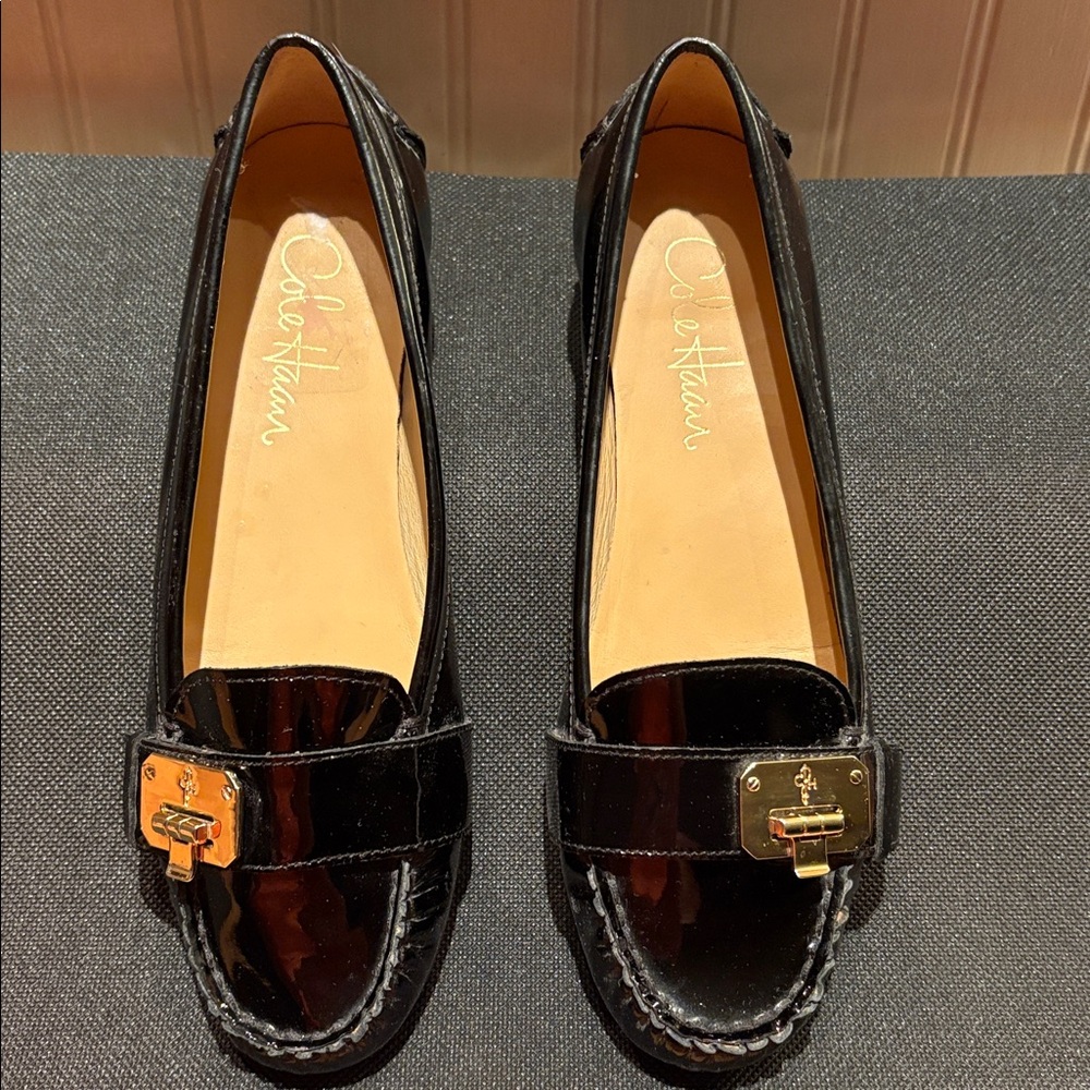 Cole Haan Women's Black Leather Loafers.